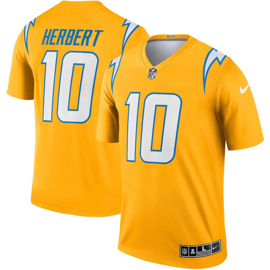 Men Los Angeles Chargers #10 Justin Herbert Nike Gold Inverted Legend NFL Jersey->los angeles chargers->NFL Jersey